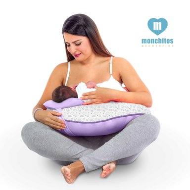 ALMOHADA DE LACTANCIA MONCHITOS ACCESORIOS ANIMALITOS 48X55CM ALGODÓN PIMA LILA CROISSI PILLOW