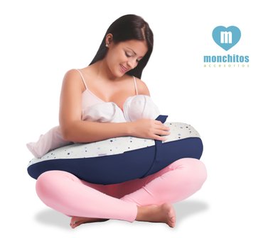 COJIN PRE Y POST NATAL MONCHITOS ACCESORIOS ESTRELLA 20X50CM ALGODÓN PIMA AZUL BUMER PILLOW