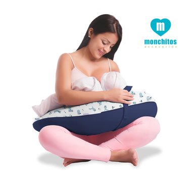 COJIN PRE Y POST NATAL MONCHITOS ACCESORIOS ZORRITOS 20X50CM ALGODÓN PIMA AZUL BUMER PILLOW