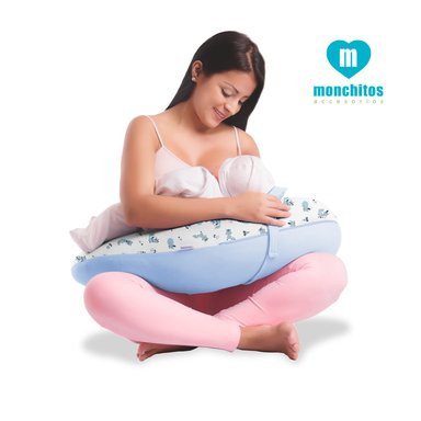 COJIN PRE Y POST NATAL MONCHITOS ACCESORIOS ZORRITOS 20X50CM ALGODÓN PIMA CELESTE CLARO BUMER PILLOW