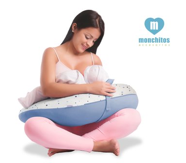 COJIN PRE Y POST NATAL MONCHITOS ACCESORIOS ESTRELLA 20X50CM ALGODÓN PIMA CELESTE BUMER PILLOW
