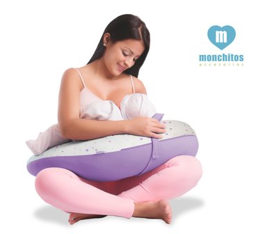 COJIN PRE Y POST NATAL MONCHITOS ACCESORIOS ESTRELLA 20X50CM ALGODÓN PIMA LILA BUMER PILLOW