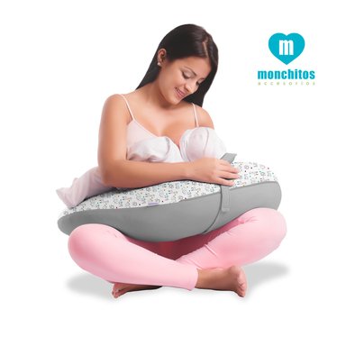 COJIN PRE Y POST NATAL MONCHITOS ACCESORIOS ANIMALITOS 20X50CM ALGODÓN PIMA GRIS BUMER PILLOW