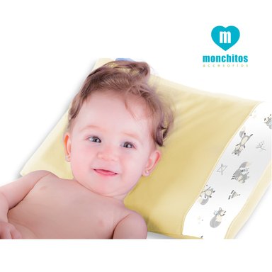 ALMOHADA MONCHITOS ACCESORIOS ANTIAHOGO FRESH PILLOW ZORRITOS 25.0 X 35CM ALGODÓN PIMA AMARILLO