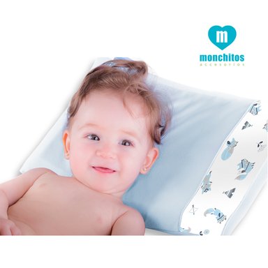 ALMOHADA MONCHITOS ACCESORIOS ANTIAHOGO FRESH PILLOW CELESTE BB ZORRITOS 25 X 35CM ALGODÓN PIMA CELESTE CLARO
