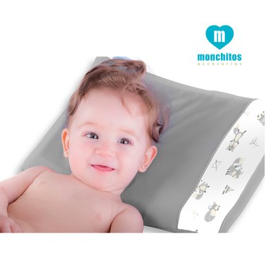 ALMOHADA MONCHITOS ACCESORIOS ANTIAHOGO FRESH PILLOW ZORRITOS 25.0 X 35CM ALGODÓN PIMA PLOMO