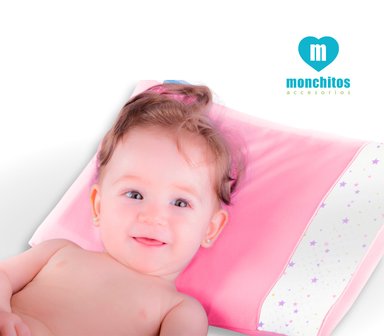 ALMOHADA MONCHITOS ACCESORIOS ANTIAHOGO FRESH PILLOW ESTRELLA 25.0 X 35CM ALGODÓN PIMA ROSADO