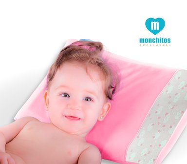 ALMOHADA MONCHITOS ACCESORIOS ANTIAHOGO FRESH PILLOW NUBES 25.0 X 35CM ALGODÓN PIMA ROSADO