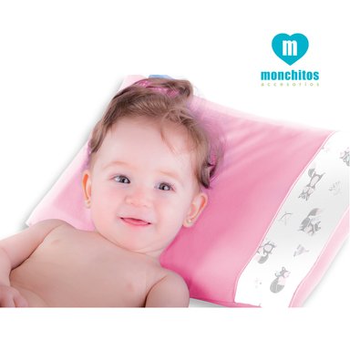 ALMOHADA MONCHITOS ACCESORIOS ANTIAHOGO FRESH PILLOW ZORRITOS 25.0 X 35CM ALGODÓN PIMA ROSADO