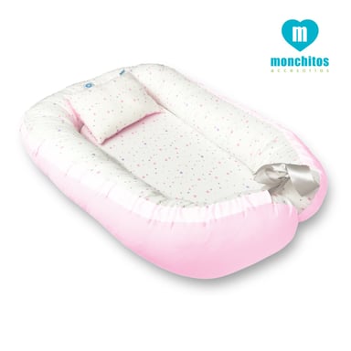 NIDO COLECHO MONCHITOS ACCESORIOS ROSADO BEBE ESTRELLAS - 2