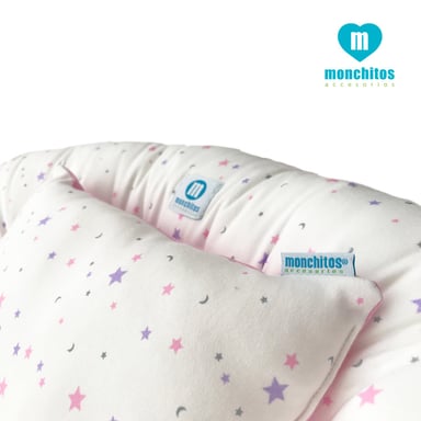 NIDO COLECHO MONCHITOS ACCESORIOS ROSADO BEBE ESTRELLAS - 3