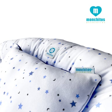 NIDO COLECHO MONCHITOS ACCESORIOS CELESTE BEBE ESTRELLAS - 3