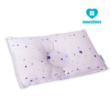 ALMOHADITA MONCHITOS ACCESORIOS ANTI CABEZA PLANA ESTRELLA 20 X 29CM ALGODÓN PIMA CELESTE CLARO