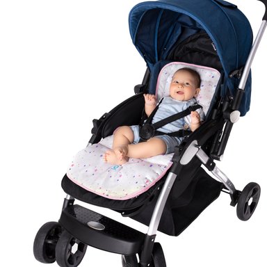 COLCHONCITO PARA COCHE BEBÉ MONCHITOS ACCESORIOS ESTRELLA 86 X 41 CM ROSADO