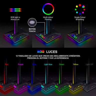 SOPORTE AUDÍFONOS DREIZT PARANTE RGB D6000 PRO - 3