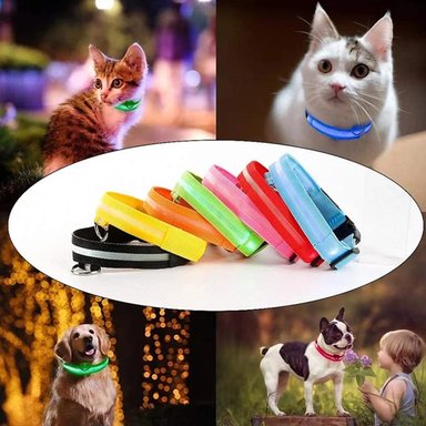 COLLAR PERROS Y GATOS CON LUCES ROSADO