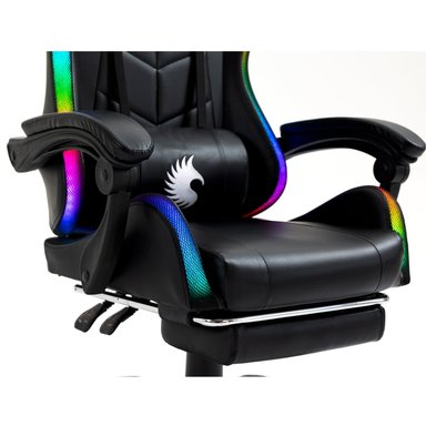 SILLA DREIZT NEGRO GAMER ERGONÓMICA SHINE RGB SERIES LUCES CON POSAPIES RECLINABLE - 2