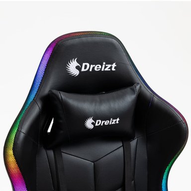 SILLA DREIZT NEGRO GAMER ERGONÓMICA SHINE RGB SERIES LUCES CON POSAPIES RECLINABLE - 3