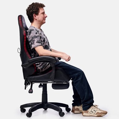 SILLA DREIZT NEGRO GAMER ERGONÓMICA SHINE RGB SERIES LUCES CON POSAPIES RECLINABLE - 5