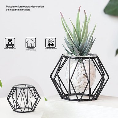 MACETERO NÓRDICO FLORERO PARA DECORACIÓN DEL HOGAR MINIMALISTA NEGRO