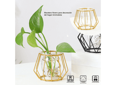 MACETERO BUCKINGHAM METAL DORADO NORDICO FLORERO DECORACION DEL HOGAR MINIMALISTA