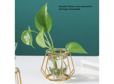 MACETERO BUCKINGHAM METAL DORADO NORDICO FLORERO DECORACION DEL HOGAR MINIMALISTA - 2