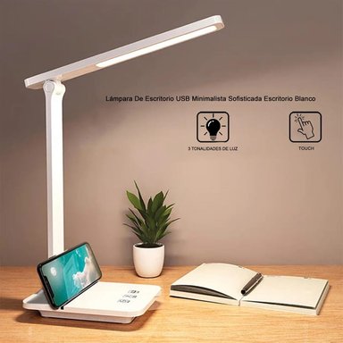 LÁMPARA DE ESCRITORIO USB TOUCH MINIMALISTA SOFISTICADA ESCRITORIO CELULAR BLANCO