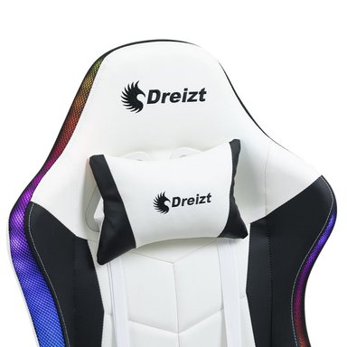 SILLA DREIZT BLANCO GAMER ERGONÓMICA SHINE RGB SERIES LUCES CON POSAPIES RECLINABLE - 3