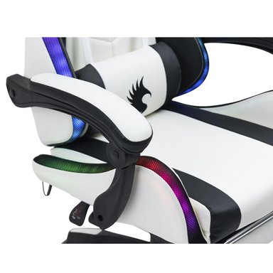 SILLA DREIZT BLANCO GAMER ERGONÓMICA SHINE RGB SERIES LUCES CON POSAPIES RECLINABLE - 4