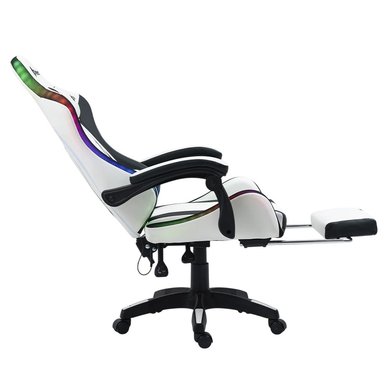 SILLA DREIZT BLANCO GAMER ERGONÓMICA SHINE RGB SERIES LUCES CON POSAPIES RECLINABLE - 5