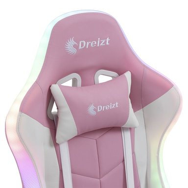 SILLA DREIZT ROSADO GAMER ERGONÓMICA SHINE RGB SERIES LUCES CON POSAPIES RECLINABLE - 3