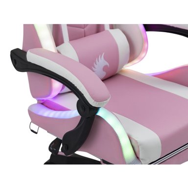 SILLA DREIZT ROSADO GAMER ERGONÓMICA SHINE RGB SERIES LUCES CON POSAPIES RECLINABLE - 4
