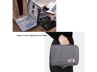 MALETÍN PORTÁTIL ORGANIZADOR DE CABLES 2 DIVISIONES IMPERMEABLE FYI260007 INTERLUD GRIS
