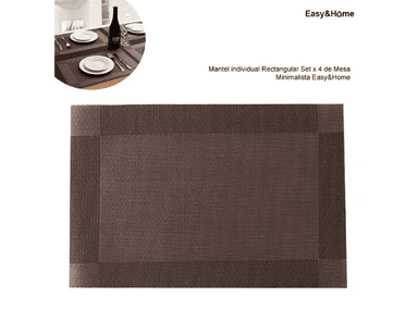 MANTEL INDIVIDUAL RECTANGULAR SET X 4 DE MESA MINIMALISTA EASYYHOME MARRÓN OSCURO