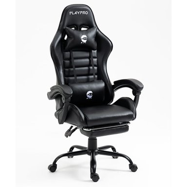SILLA DREIZT NEGRO GAMER CON MASAJEADOR LUMBAR PLAYPRO X1 BASE METAL - 3