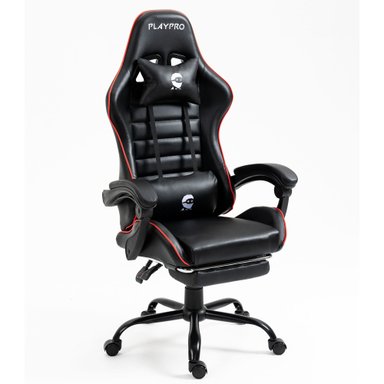 SILLA GAMER CON MASAJEADOR LUMBAR PLAYPRO X1 ROJO BASE DE METAL - 7