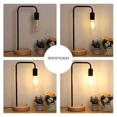 LAMPARA BUCKINGHAM NEGRO MESA DORMITORIO MADERA METAL VINTAGE INDUSTRIAL DYH390007 - 3