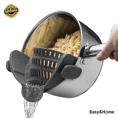 COLADOR EASY&HOME GRIS ESCURRIDOR SILICONA CLIP OLLAS HYC280050