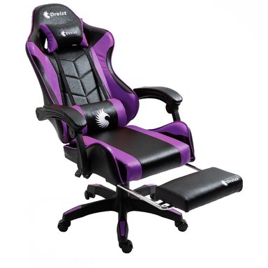SILLA GAMER ERGONÓMICA DREIZT SHINE SERIES PURPURA CON POSAPIES RECLINABLE - 1