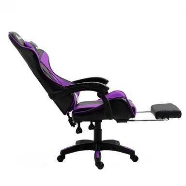 SILLA GAMER ERGONÓMICA DREIZT SHINE SERIES PURPURA CON POSAPIES RECLINABLE - 5