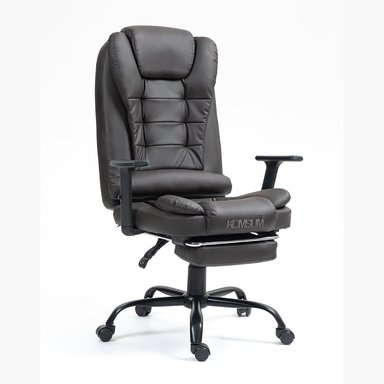 SILLA ERGONOMICA DE OFICINA GERENCIAL CON BASE DE ACERO ROMA KOMSUM MARRON OSCURO - 1