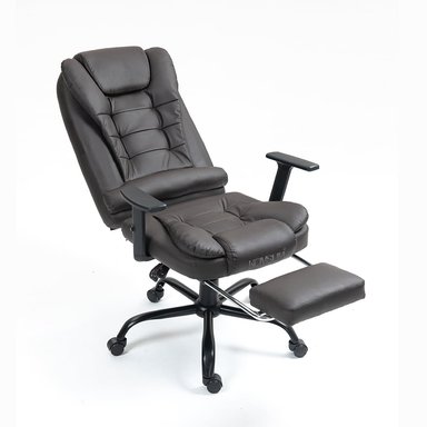 SILLA ERGONOMICA DE OFICINA GERENCIAL CON BASE DE ACERO ROMA KOMSUM MARRON OSCURO - 3