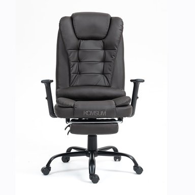 SILLA ERGONOMICA DE OFICINA GERENCIAL CON BASE DE ACERO ROMA KOMSUM MARRON OSCURO - 4