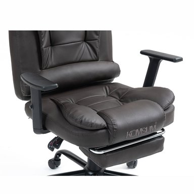 SILLA ERGONOMICA DE OFICINA GERENCIAL CON BASE DE ACERO ROMA KOMSUM MARRON OSCURO - 5