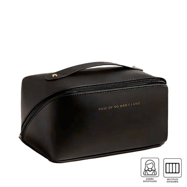 Neceser Organizador Estuche de Maquillaje Cosméticos PU con Asa MDA290044 Negro