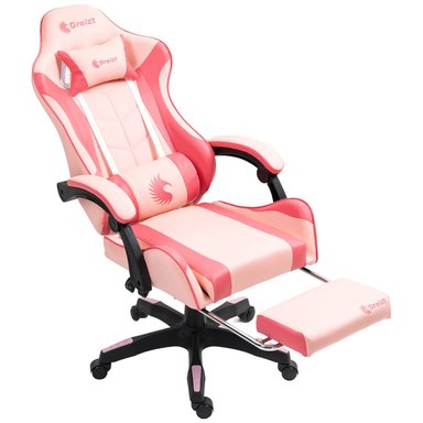 SILLA GAMER ERGONÓMICA DREIZT SHINE SERIES ROSADO CARAMELO CON POSAPIES RECLINABLE - 1