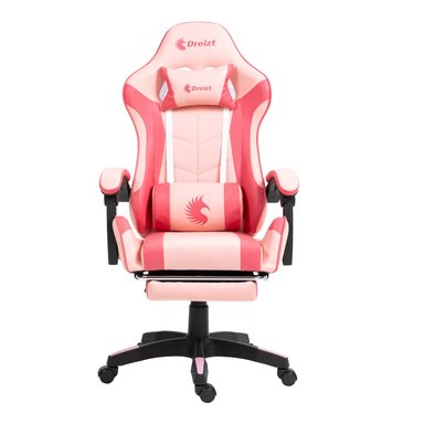 SILLA GAMER ERGONÓMICA DREIZT SHINE SERIES ROSADO CARAMELO CON POSAPIES RECLINABLE - 2