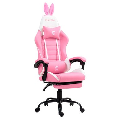 SILLA GAMER CON MASAJEADOR LUMBAR PLAYPRO X1 ROSADO BUNNY BASE DE METAL - 3