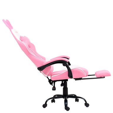 SILLA GAMER CON MASAJEADOR LUMBAR PLAYPRO X1 ROSADO BUNNY BASE DE METAL - 5