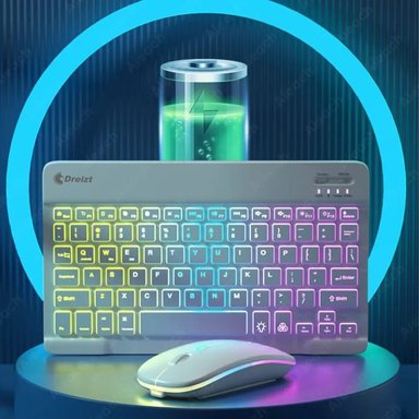 COMBO KIT TECLADO Y MOUSE LUCES RGB INALÁMBRICO BLANCO + MOUSEPAD GAMER RGB MULTICOLOR XL 80CM X 30CM - 2